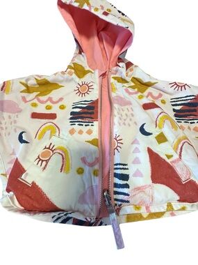 Children's Hooded Raincoat in Pink & Multi Print